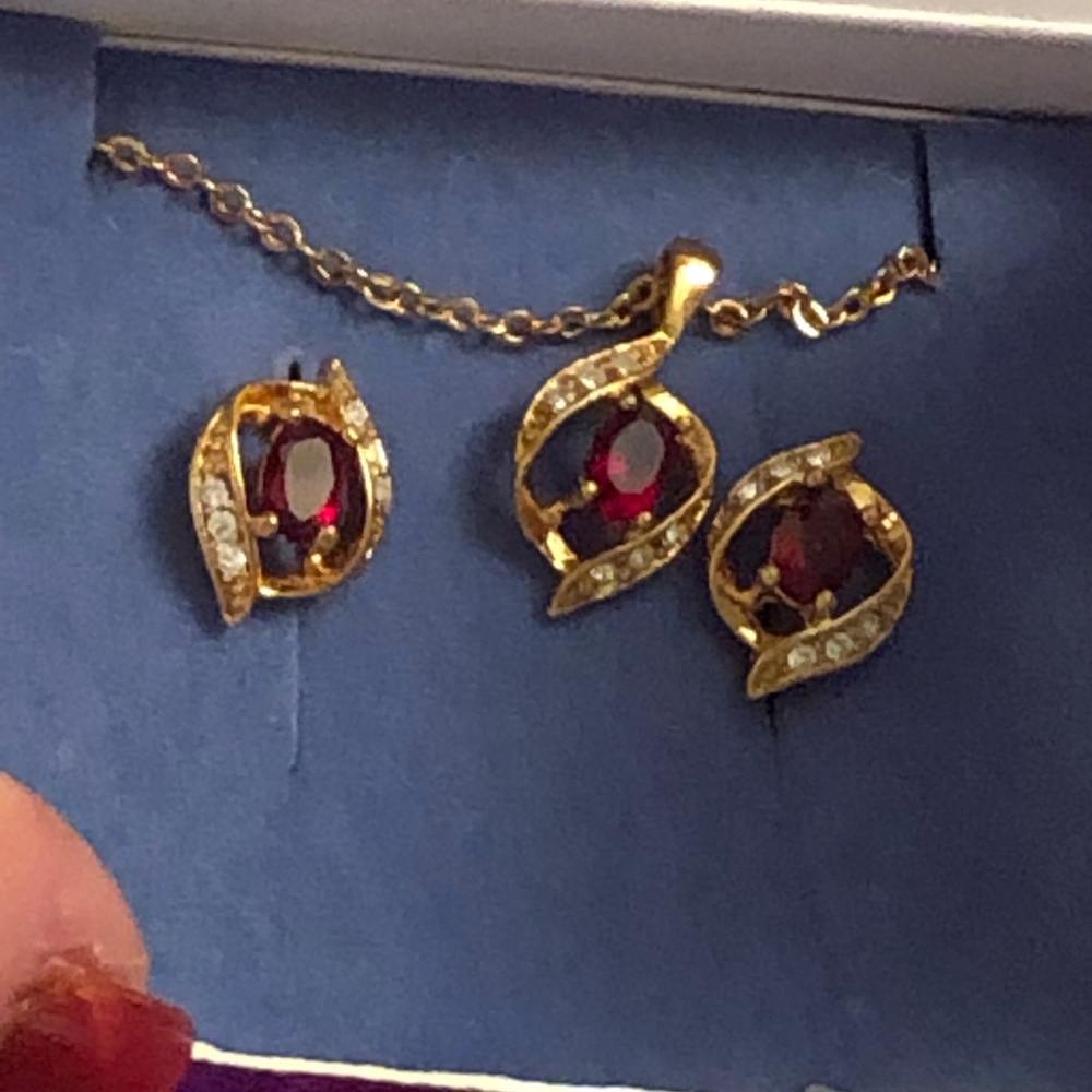 Avon July birthstone Earrings and Necklace set